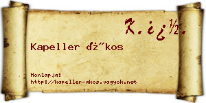 Kapeller Ákos névjegykártya